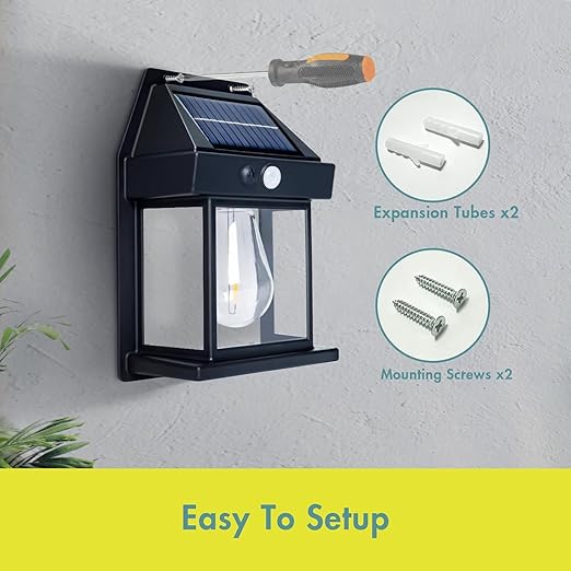 Automatic Solar Wall Light – 3 Modes, ☀️ Solar Powered 💧 Waterproof ⚡ Auto On/Off Sensor